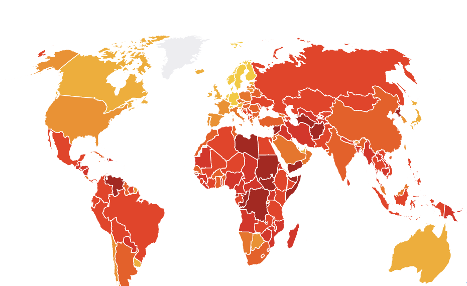 Карта стран мира по коррупции